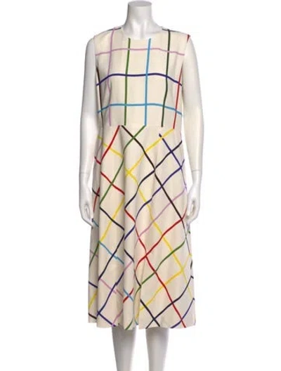 Pre-owned Mary Katrantzou Printed Midi Length Dress In White