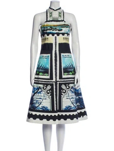 Pre-owned Mary Katrantzou Printed Midi Length Dress In White