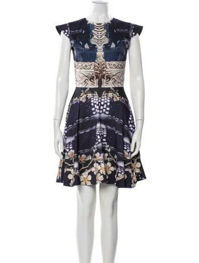 Pre-owned Mary Katrantzou Printed Mini Dress In Blue
