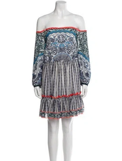 Pre-owned Mary Katrantzou Printed Mini Dress In Blue