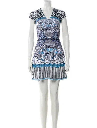 Pre-owned Mary Katrantzou Printed Mini Dress In Blue