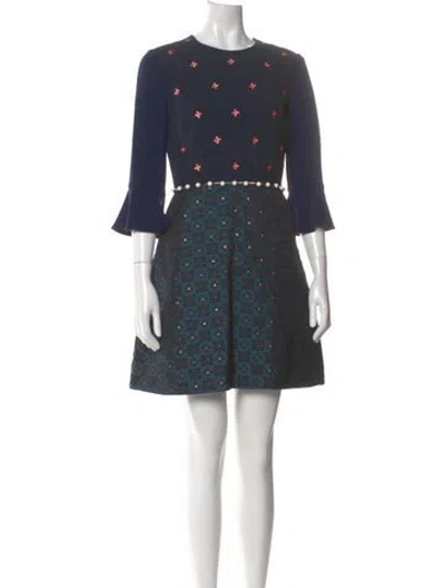 Pre-owned Mary Katrantzou Printed Mini Dress In Blue