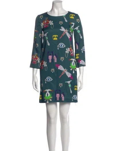 Pre-owned Mary Katrantzou Printed Mini Dress In Blue