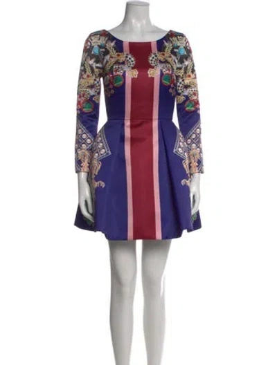Pre-owned Mary Katrantzou Printed Mini Dress In Blue