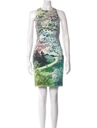 Pre-owned Mary Katrantzou Printed Mini Dress In Gray