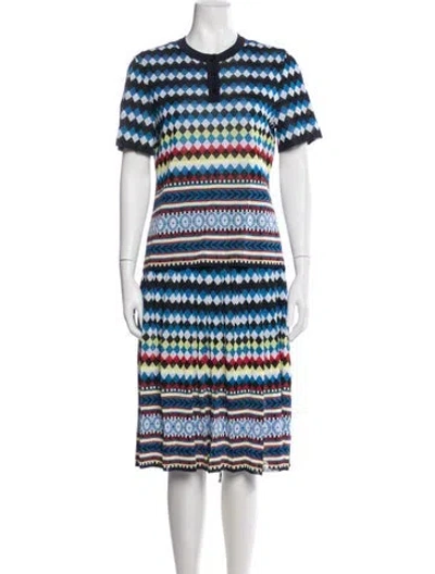 Pre-owned Mary Katrantzou Printed Pleated Accents Skirt Set In Blue