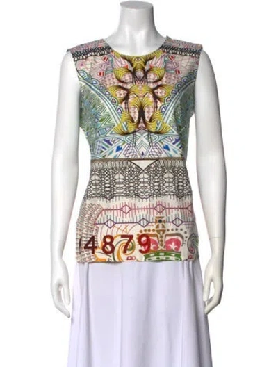 Pre-owned Mary Katrantzou Printed Scoop Neck Top In Multi