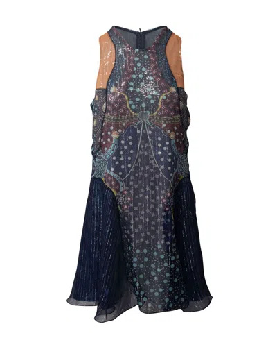 Mary Katrantzou Printed Sleeveless Metallic Dress In Multicolor Silk