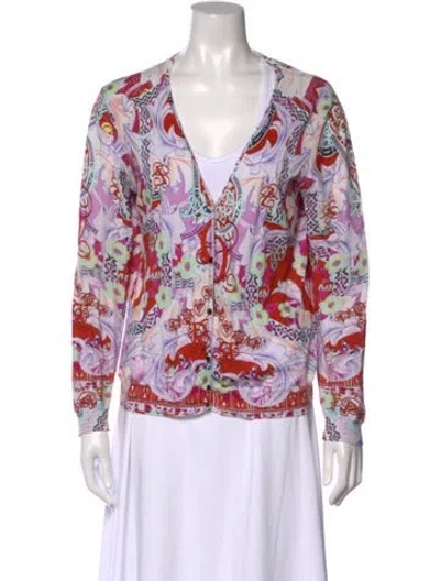 Pre-owned Mary Katrantzou Printed V-neck Sweater In Multi