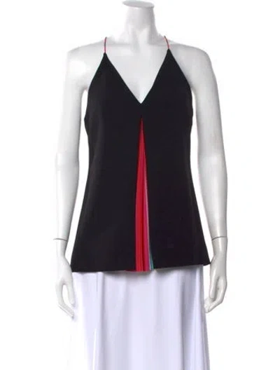 Pre-owned Mary Katrantzou Printed V-neck Top In Black