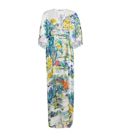 MARY KATRANTZOU SATIN TIE-WAIST TAORMINA KAFTAN
