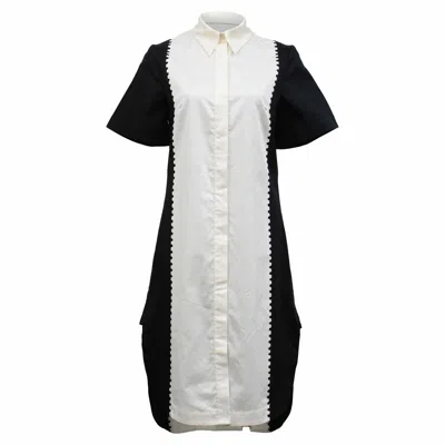 Mary Katrantzou Short Sleeve Two Tone Shirt Dress In Black Cotton