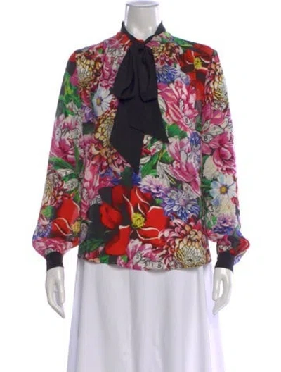 Pre-owned Mary Katrantzou Silk Floral Print Blouse In Multi