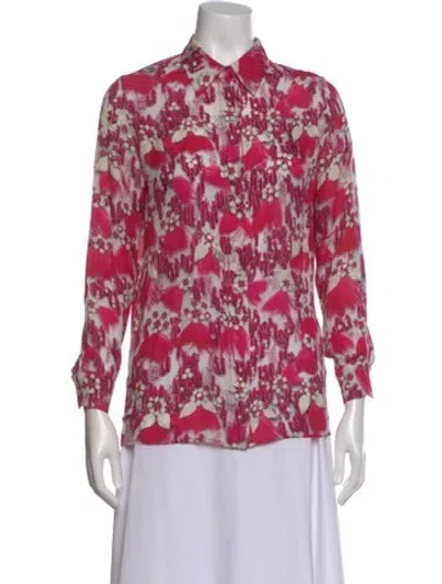 Pre-owned Mary Katrantzou Silk Floral Print Blouse In Pink