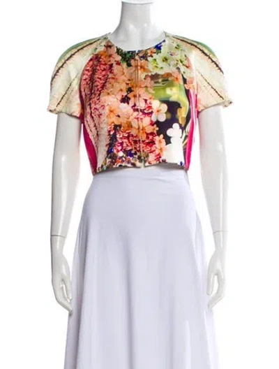 Pre-owned Mary Katrantzou Silk Floral Print Bolero In Green