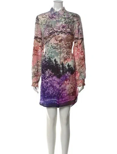 Pre-owned Mary Katrantzou Silk Floral Print Top In Purple