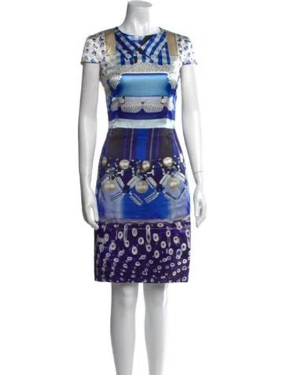 Pre-owned Mary Katrantzou Silk Knee-length Dress In Blue