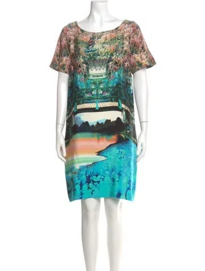 Pre-owned Mary Katrantzou Silk Knee-length Dress In Blue