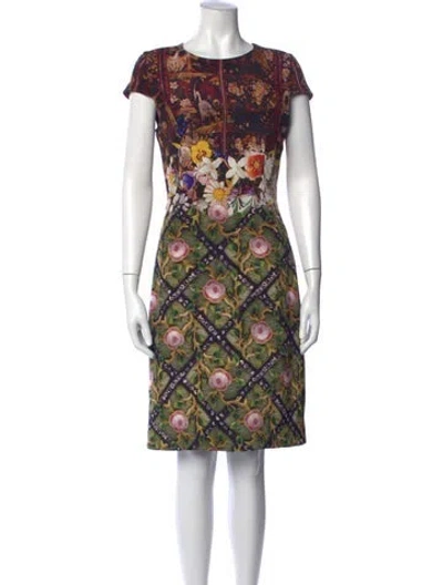 Pre-owned Mary Katrantzou Silk Knee-length Dress In Green/red
