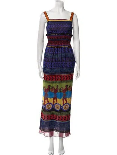 Pre-owned Mary Katrantzou Silk Long Dress In Blue
