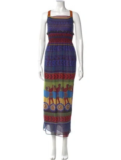 Pre-owned Mary Katrantzou Silk Long Dress In Blue