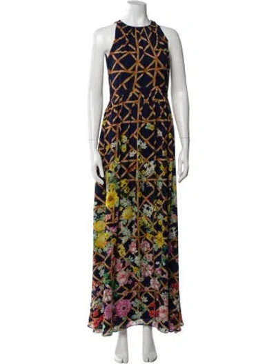 Pre-owned Mary Katrantzou Silk Long Dress In Blue