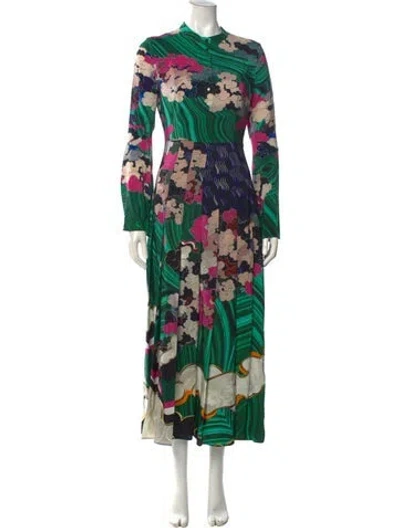 Pre-owned Mary Katrantzou Silk Long Dress In Green