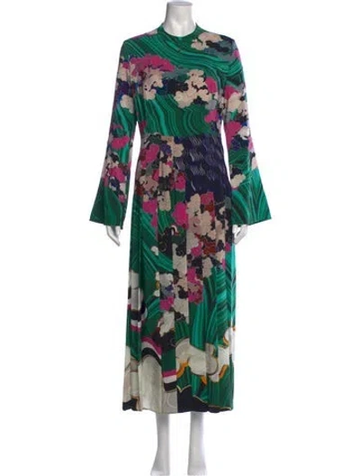 Pre-owned Mary Katrantzou Silk Long Dress In Green
