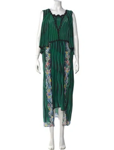 Pre-owned Mary Katrantzou Silk Long Dress In Green
