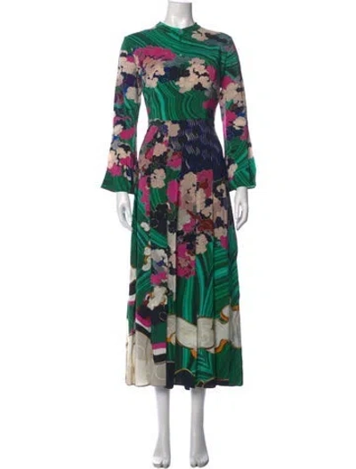 Pre-owned Mary Katrantzou Silk Long Dress In Green
