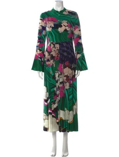 Pre-owned Mary Katrantzou Silk Long Dress In Green