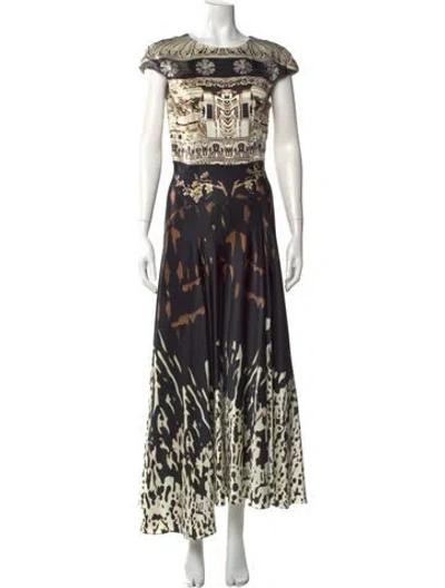Pre-owned Mary Katrantzou Silk Long Dress In White