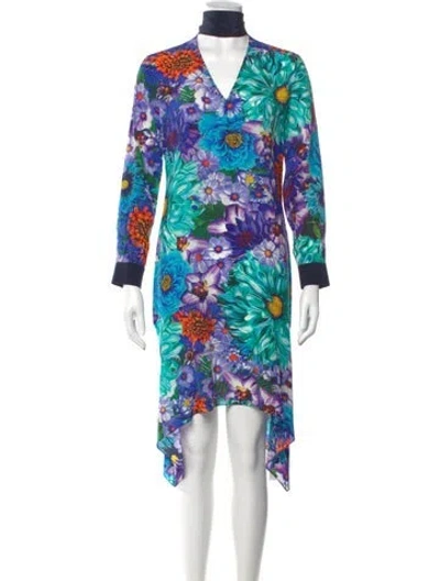 Pre-owned Mary Katrantzou Silk Midi Length Dress In Purple