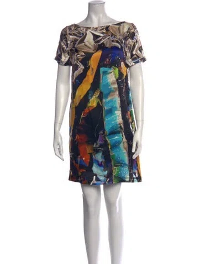 Pre-owned Mary Katrantzou Silk Mini Dress In Black