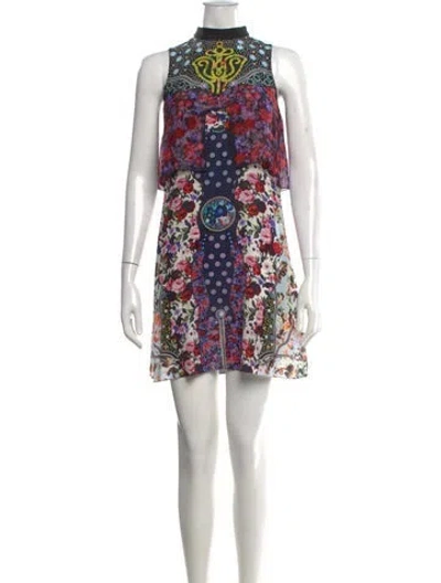 Pre-owned Mary Katrantzou Silk Mini Dress In Blue