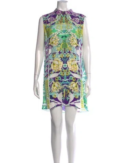 Pre-owned Mary Katrantzou Silk Mini Dress In Blue