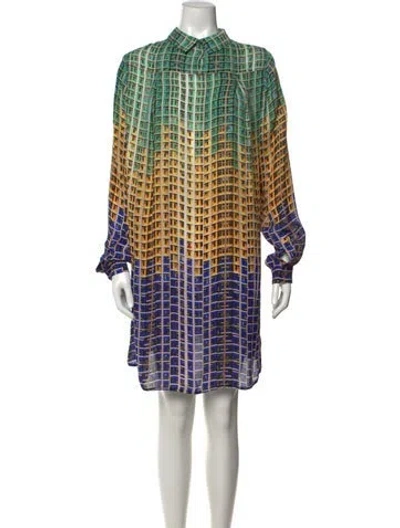 Pre-owned Mary Katrantzou Silk Mini Dress In Blue