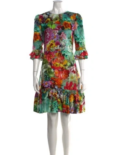 Pre-owned Mary Katrantzou Silk Mini Dress In Green