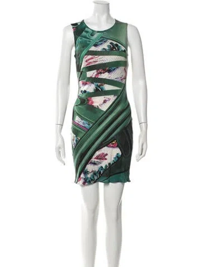 Pre-owned Mary Katrantzou Silk Mini Dress In Green