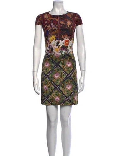 Pre-owned Mary Katrantzou Silk Mini Dress In Green/red