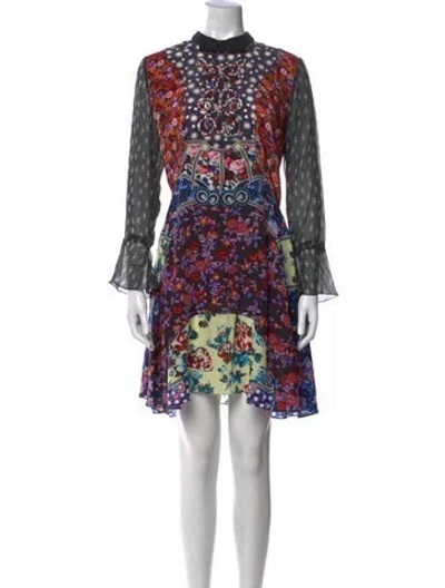 Pre-owned Mary Katrantzou Silk Mini Dress In Purple