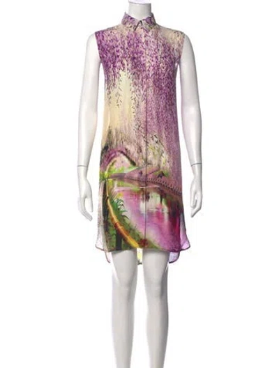 Pre-owned Mary Katrantzou Silk Mini Dress In Purple