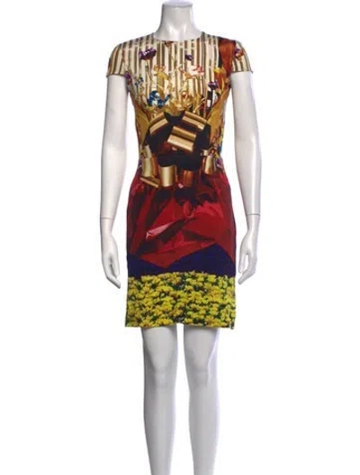 Pre-owned Mary Katrantzou Silk Mini Dress In Yellow