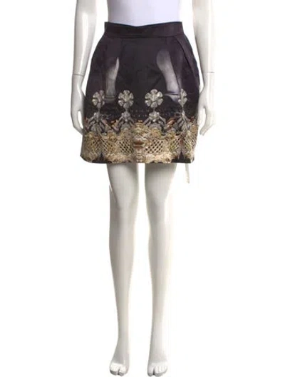 Pre-owned Mary Katrantzou Silk Mini Skirt In Black/white