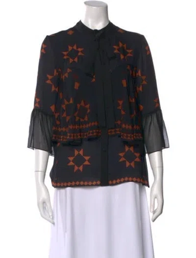 Pre-owned Mary Katrantzou Silk Printed Blouse In Black