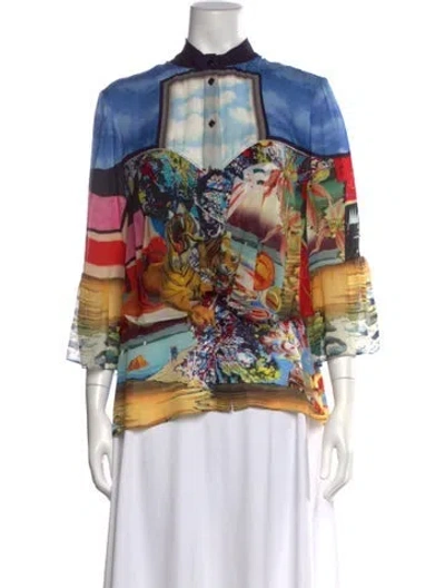 Pre-owned Mary Katrantzou Silk Printed Blouse In Blue
