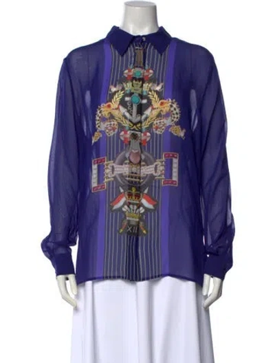 Pre-owned Mary Katrantzou Silk Printed Blouse In Blue