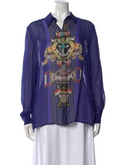 Pre-owned Mary Katrantzou Silk Printed Blouse In Purple