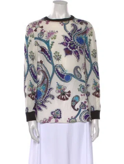 Pre-owned Mary Katrantzou Silk Printed Blouse In White