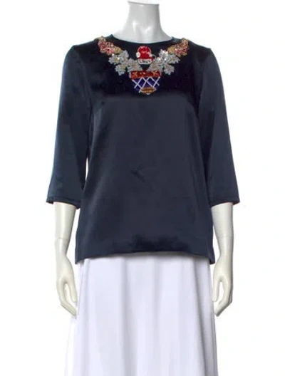 Pre-owned Mary Katrantzou Silk Printed Top In Blue